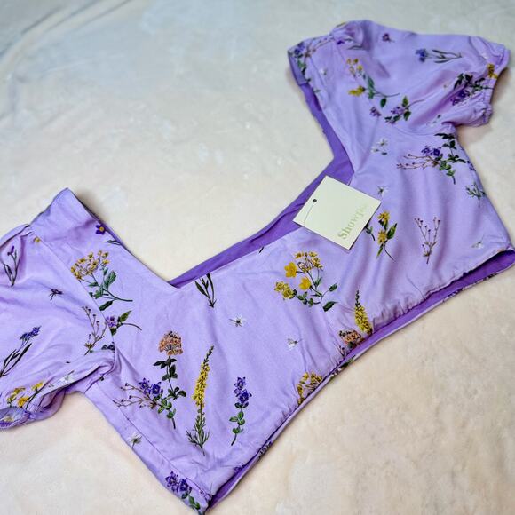 Showpo Artemis Crop Top Lavender Women’s 10 NWT Cottagecore Coquette Botanical - Picture 13 of 16